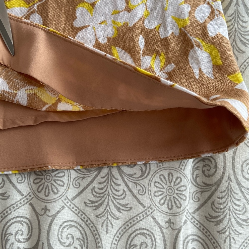 Draper James June Dress Shadow Floral Linen White Tan Yellow XS or 0 - Picture 11 of 17